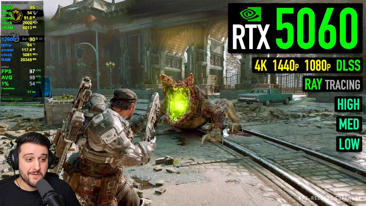 RTX 5060 dans Gears of War E-Day - 97 FPS en 1080p