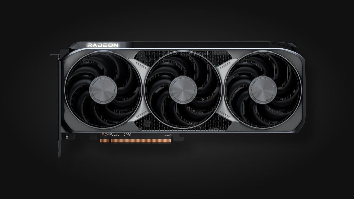 Carte graphique AMD Radeon RX 9070 XT officielle sur fond sombre
