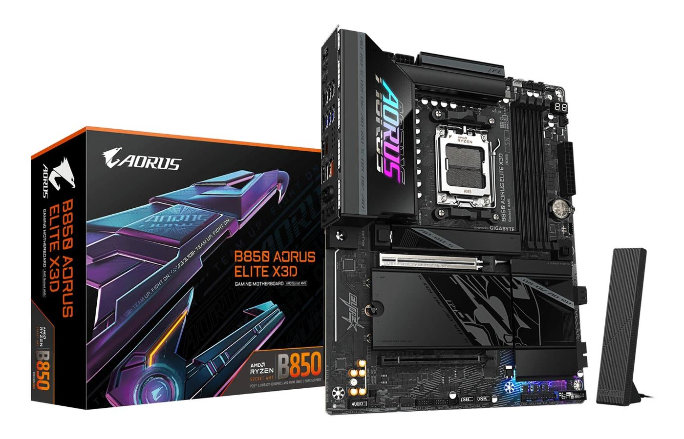 B850 AORUS ELITE X3D VRM heatsink and PCB overview