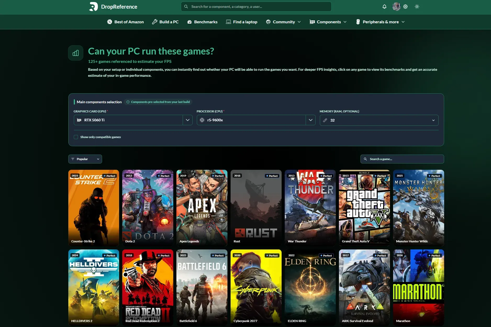DropReference Benchmark : Teste ta config sur 125+ jeux