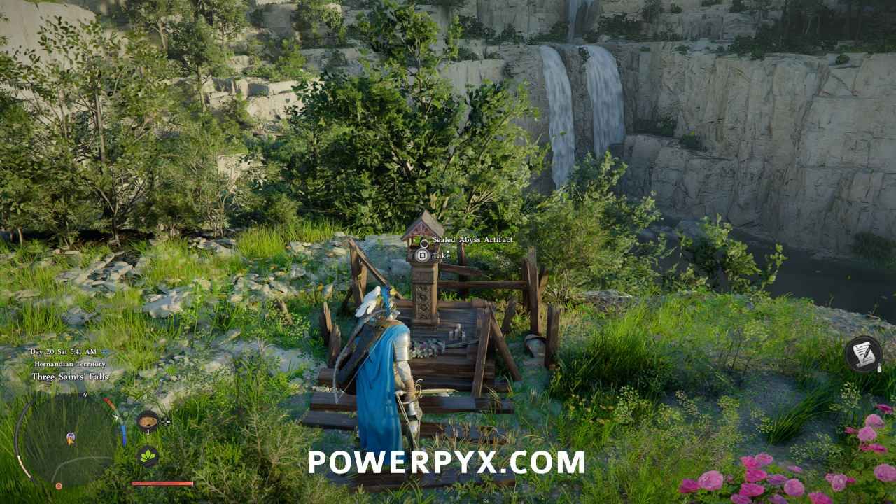 Artefact Abyssal scellé près des Chutes des Trois Saints dans Crimson Desert