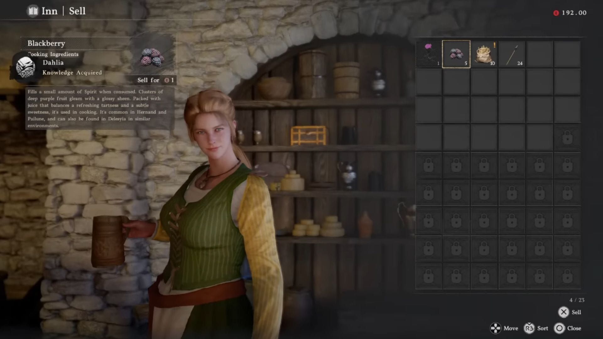 Buying ingredients from a merchant in Crimson Desert