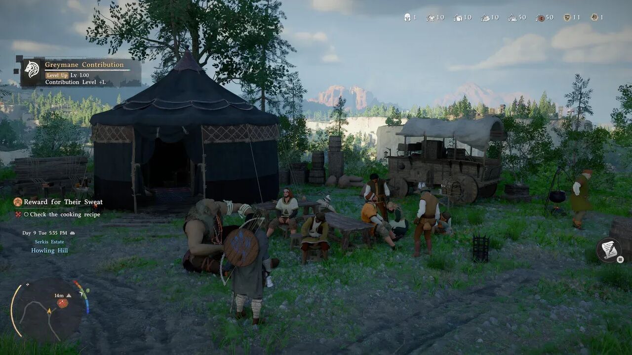 Établissement du campement Greymane à Howling Hill dans Crimson Desert