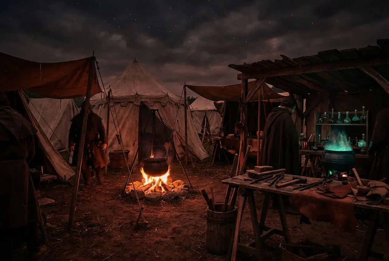 Crimson Desert: kompletter Camp-Guide — Kochen, Alchemie und Produktion (2026)
