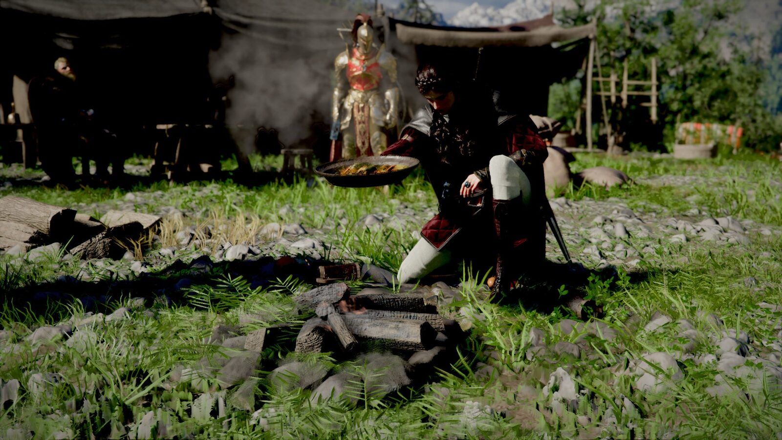 Cooking at Greymane Camp in Crimson Desert