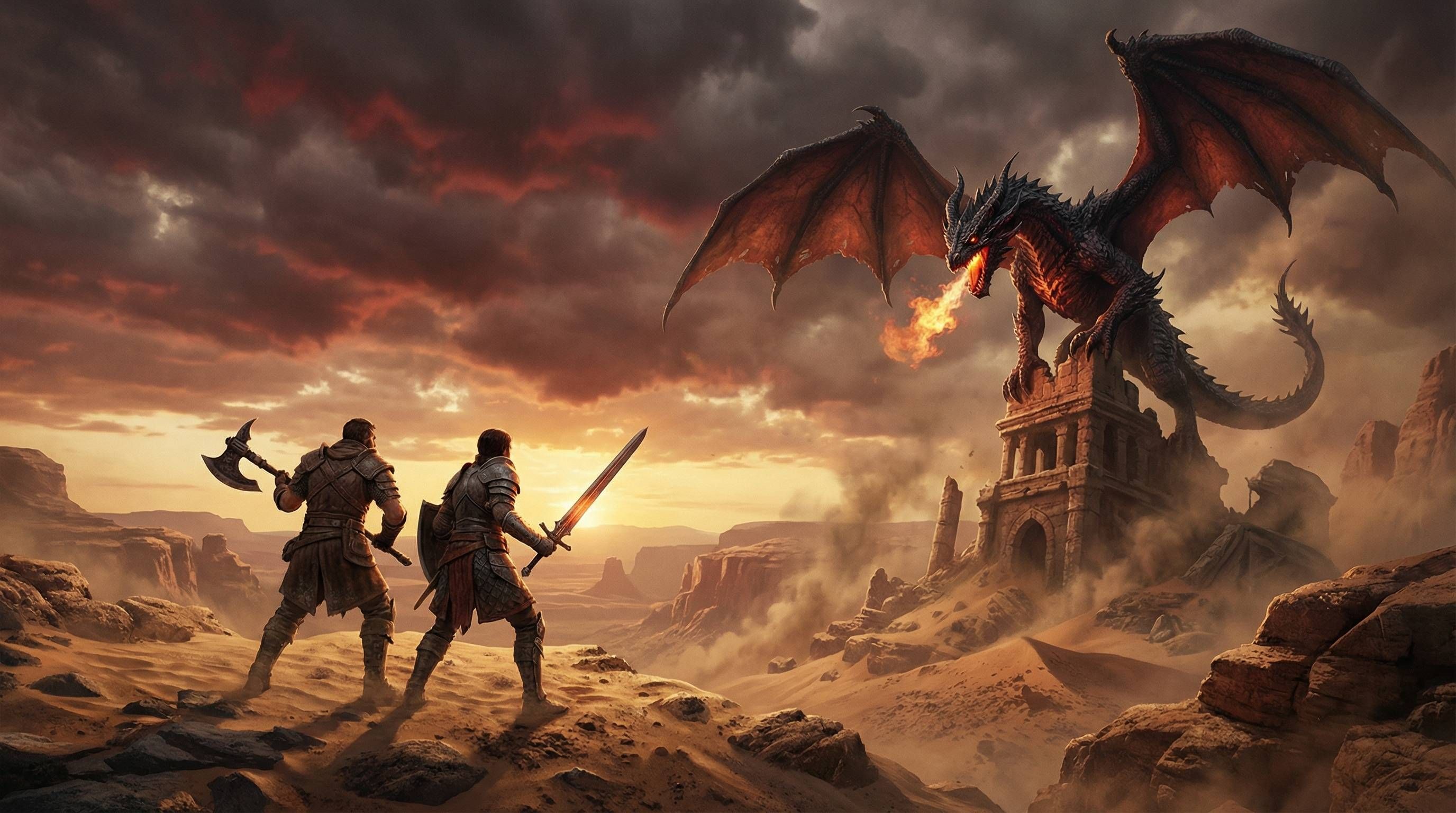 Crimson Desert multijoueur deux guerriers combat cooperatif