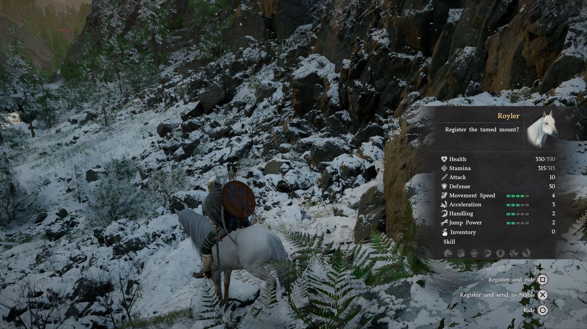 Royler cheval legendaire blanc Crimson Desert stats