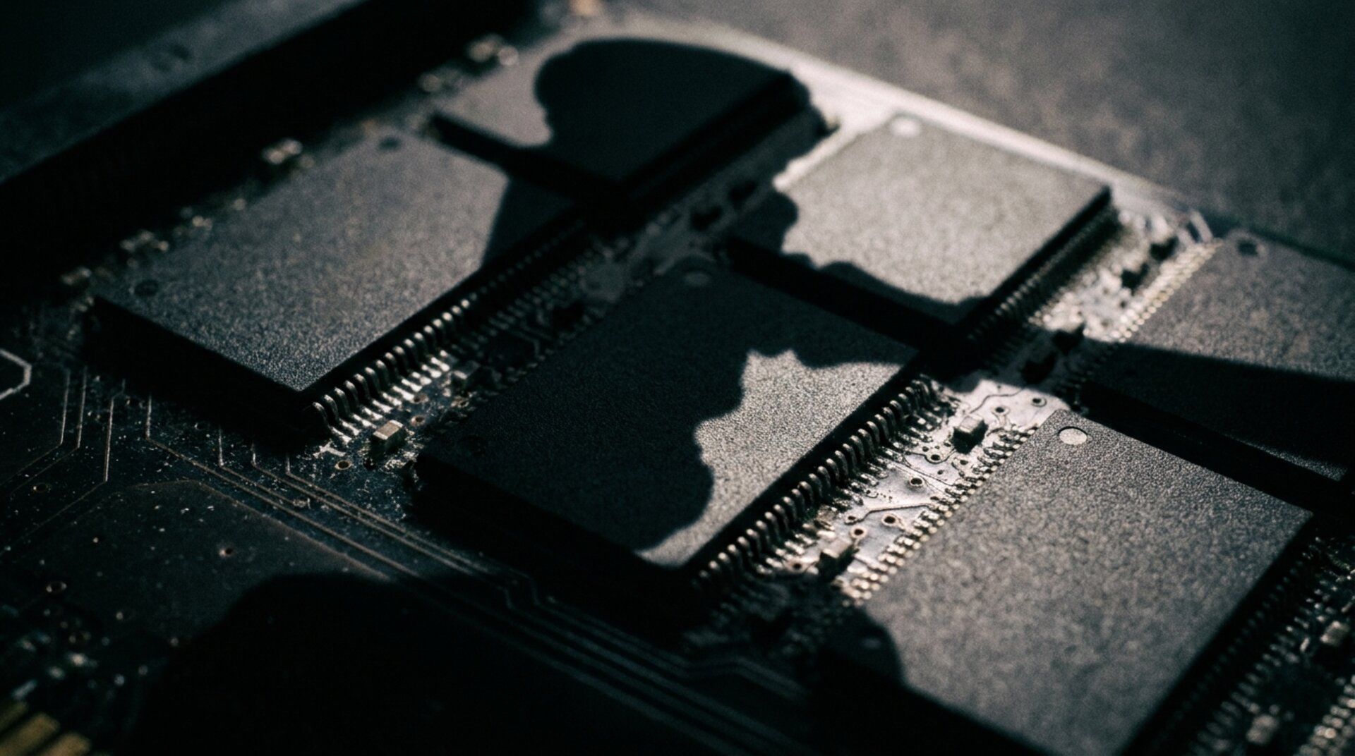 Puces DRAM circuit imprime avec ombre marteau juge