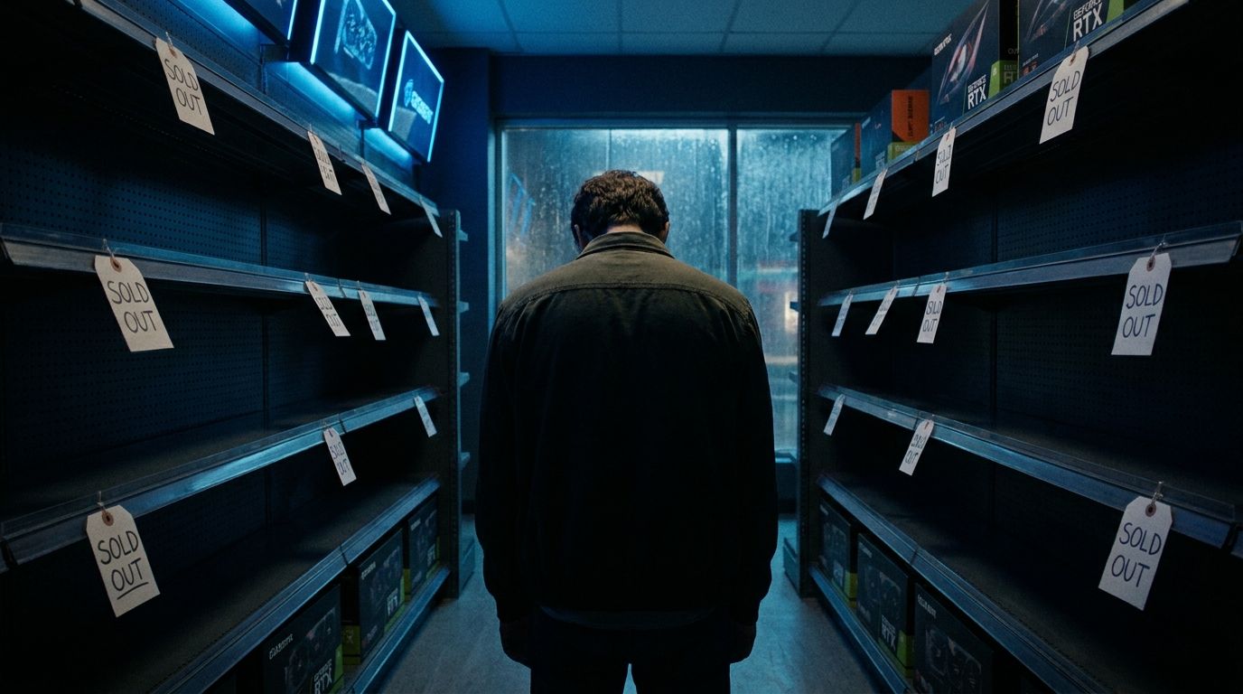 Rayons de cartes graphiques vides en magasin, pénurie GPU 2026
