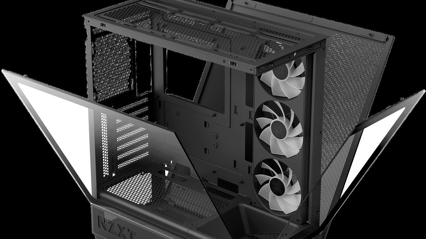 NZXT S5 RGB vue éclatée clearances et emplacements ventilateurs