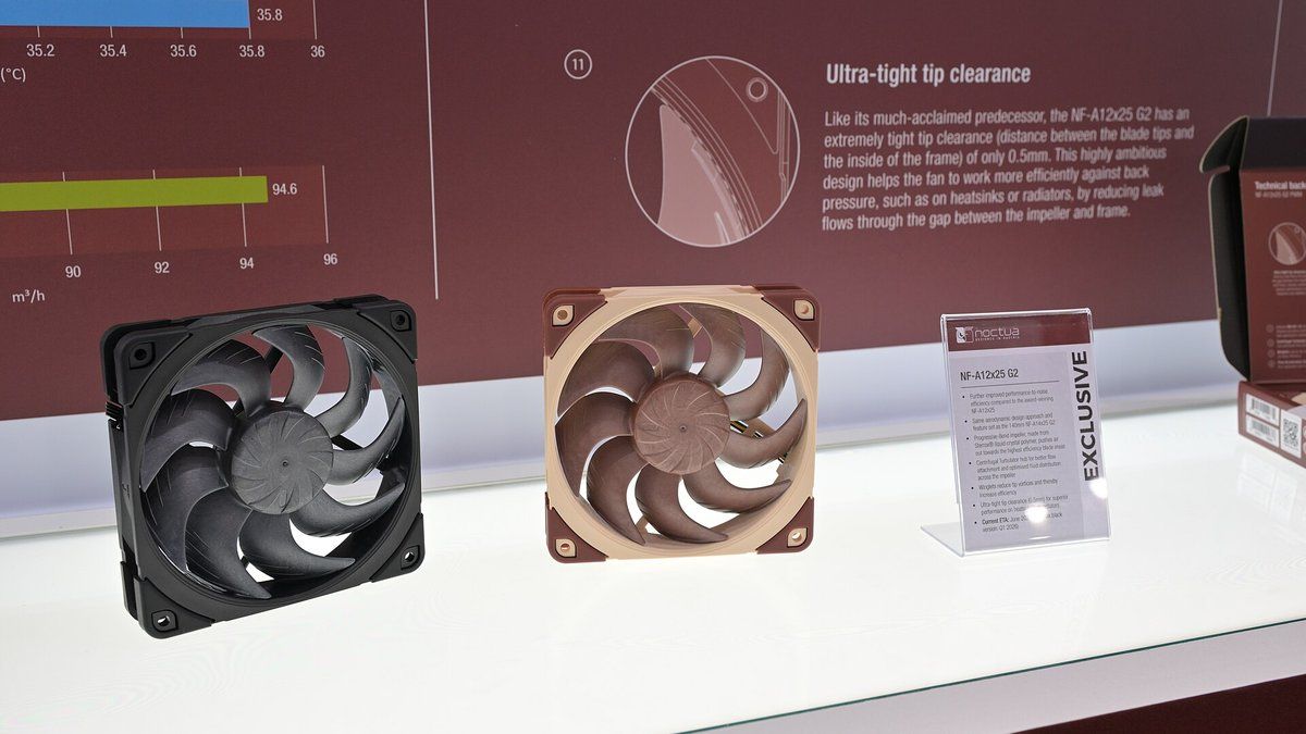 Ventilateurs Noctua NF-A12x25 G2 exposés au Computex 2025