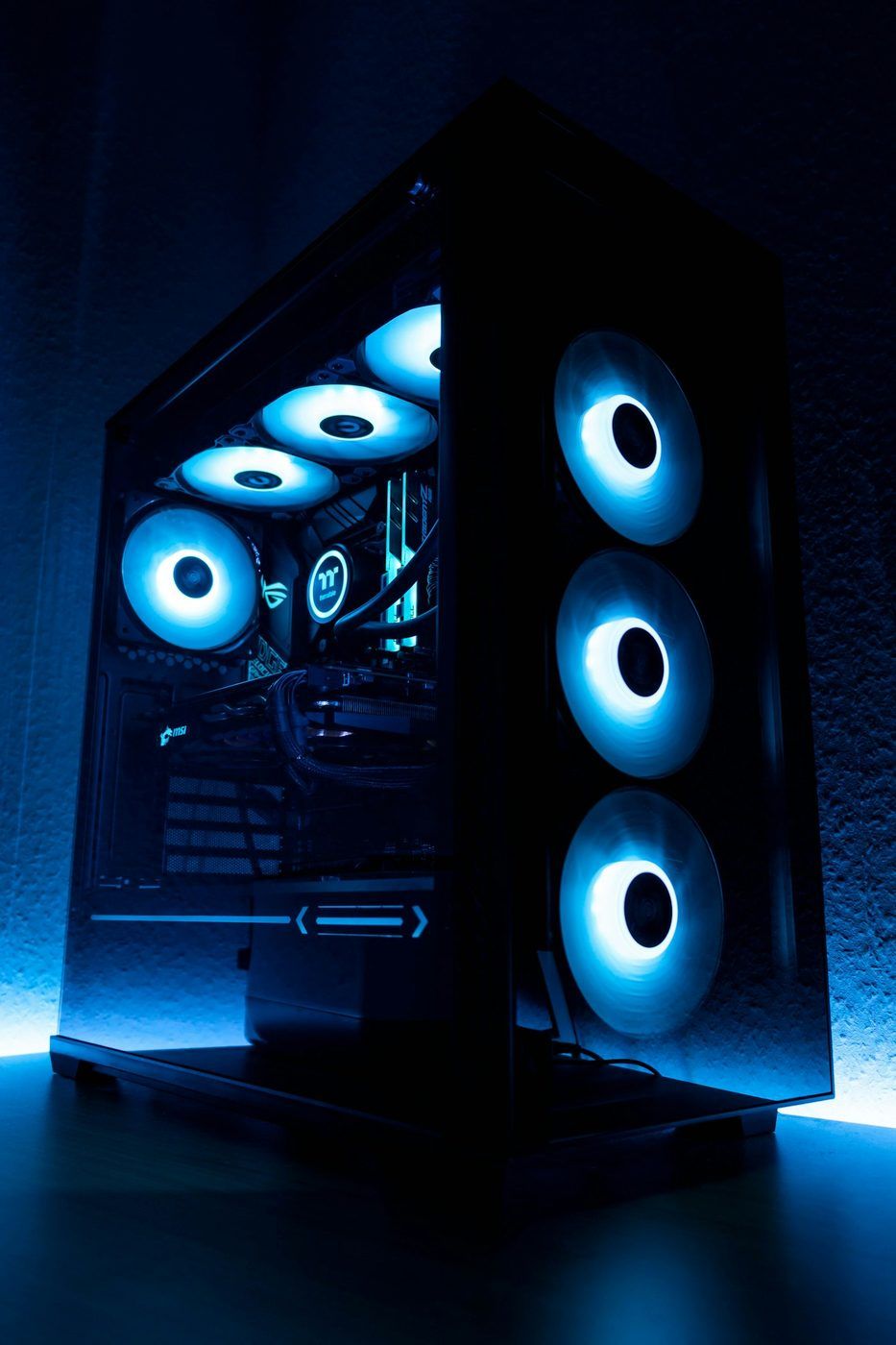 RGB gaming PC tower with PSU shroud
