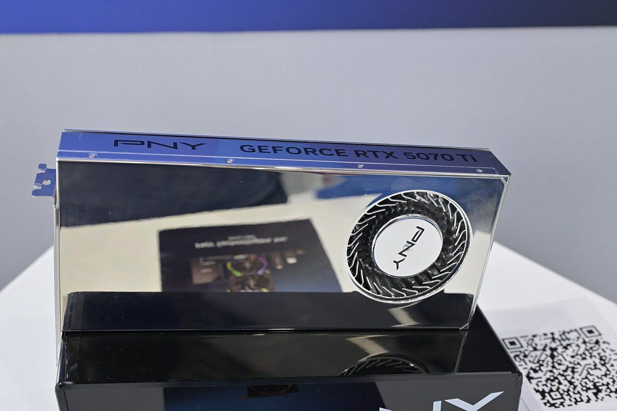PNY GeForce RTX 5070 Ti graphics card on display at Computex 2025