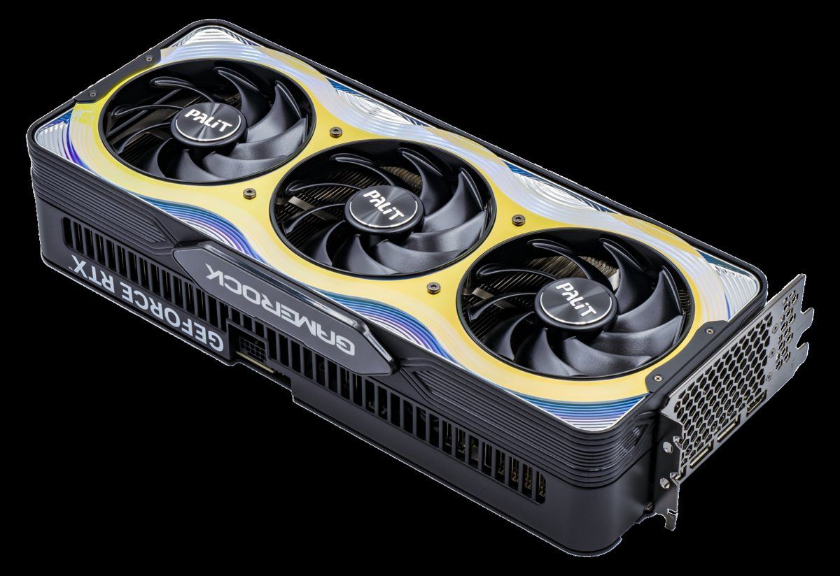 Palit GeForce RTX 5090 GameRock graphics card, three-quarter view